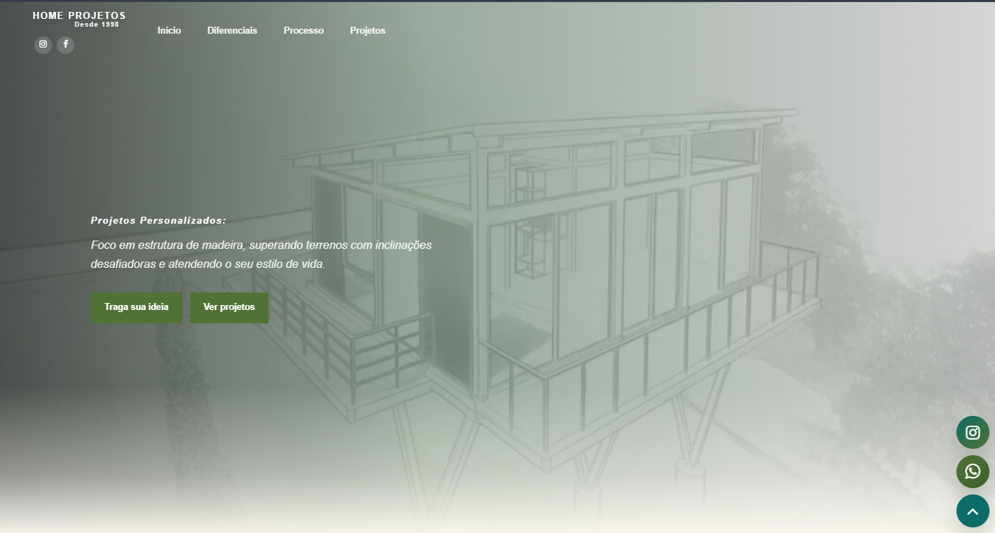 Projeto de site desenvolvido para a Home Projetos