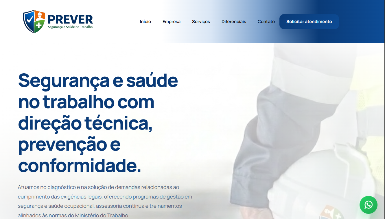 Projeto de site desenvolvido para a Prever.life